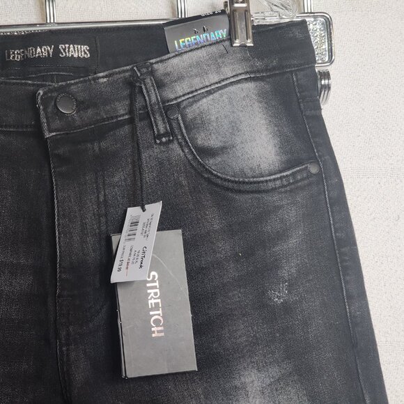 Legendary Status Brand Slim Fit Stretch Black Distressed Wash Jr. Jeans Size 20 - Picture 6 of 16